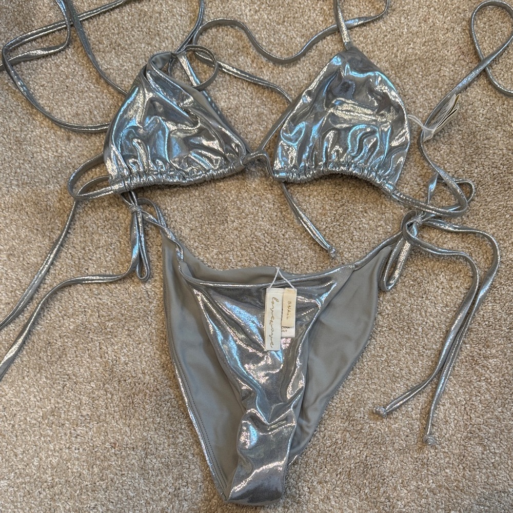 Love Wave size small REVOLVE Metallic Silver Bikini